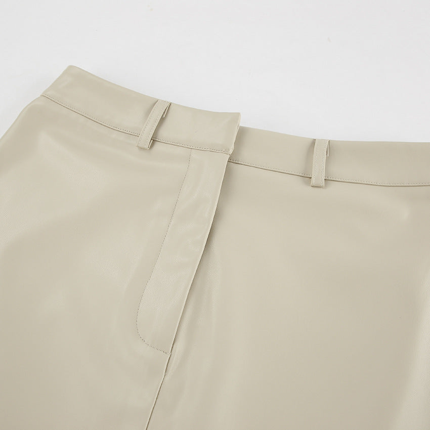 Soraya™ | Damer High-Waist Læder Maxi Nederdel med Slids | Lædernederdel med Tætsiddende Pasform