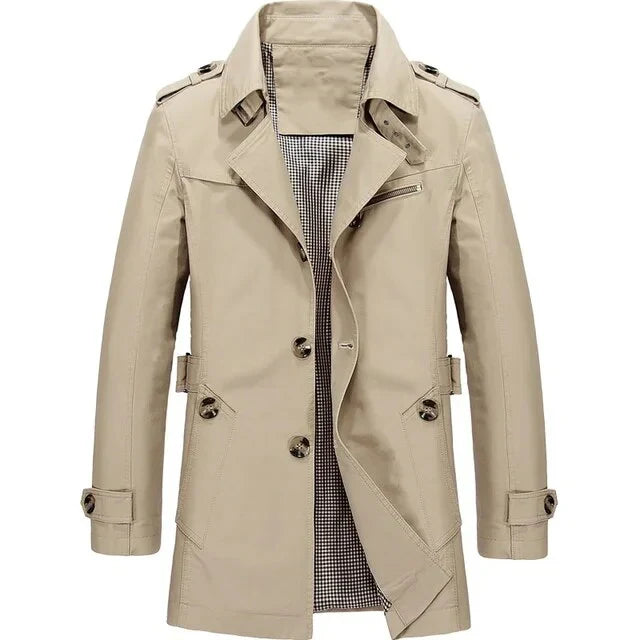 Gio™ | Elegant Herre Trenchcoat med Tidløs Pasform og Sofistikeret Komfort