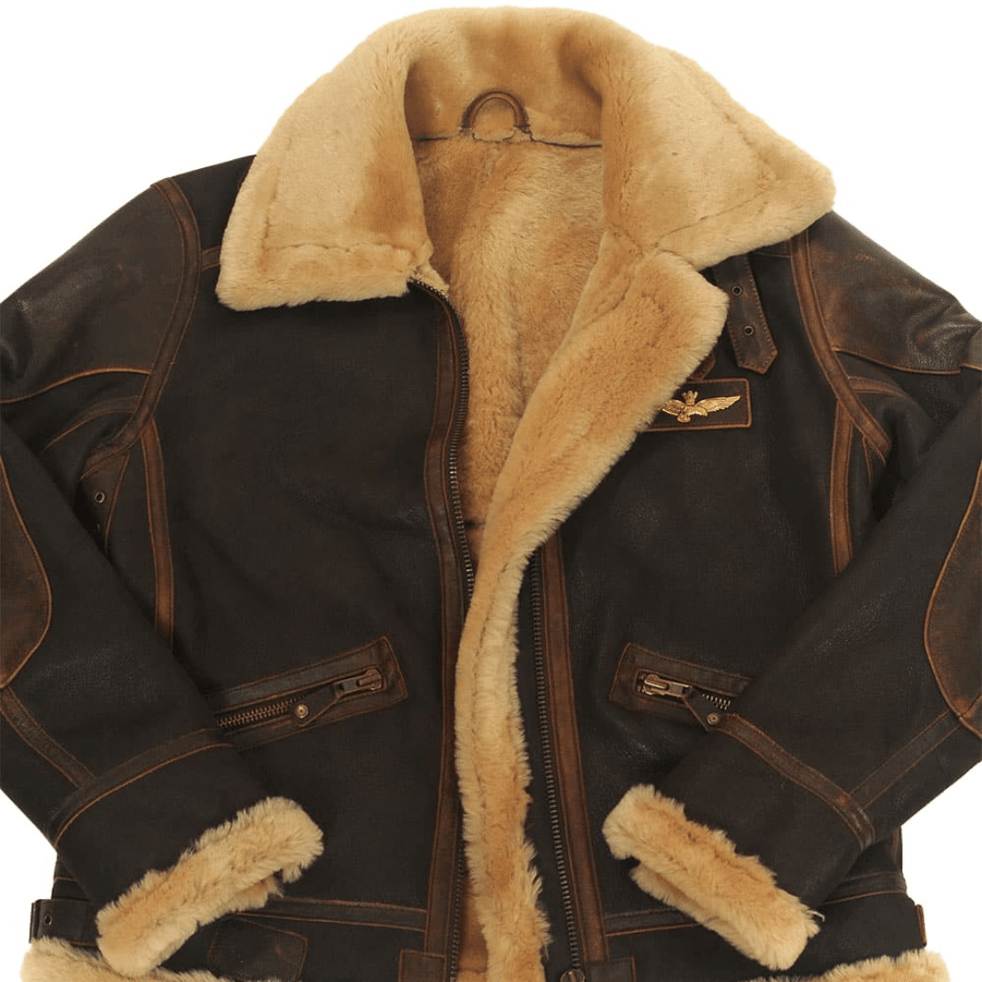 Rheon | Læder Pilotjakke Med Shearling