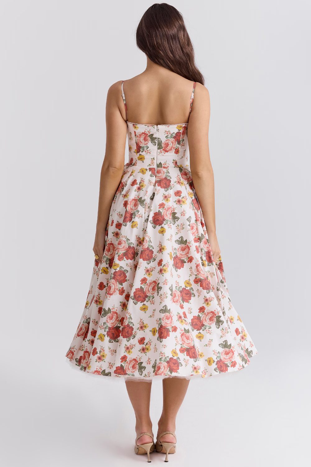 Amarielle | Elegant Midi-Kjole Med A-Linje Nederdel & Korsetliv