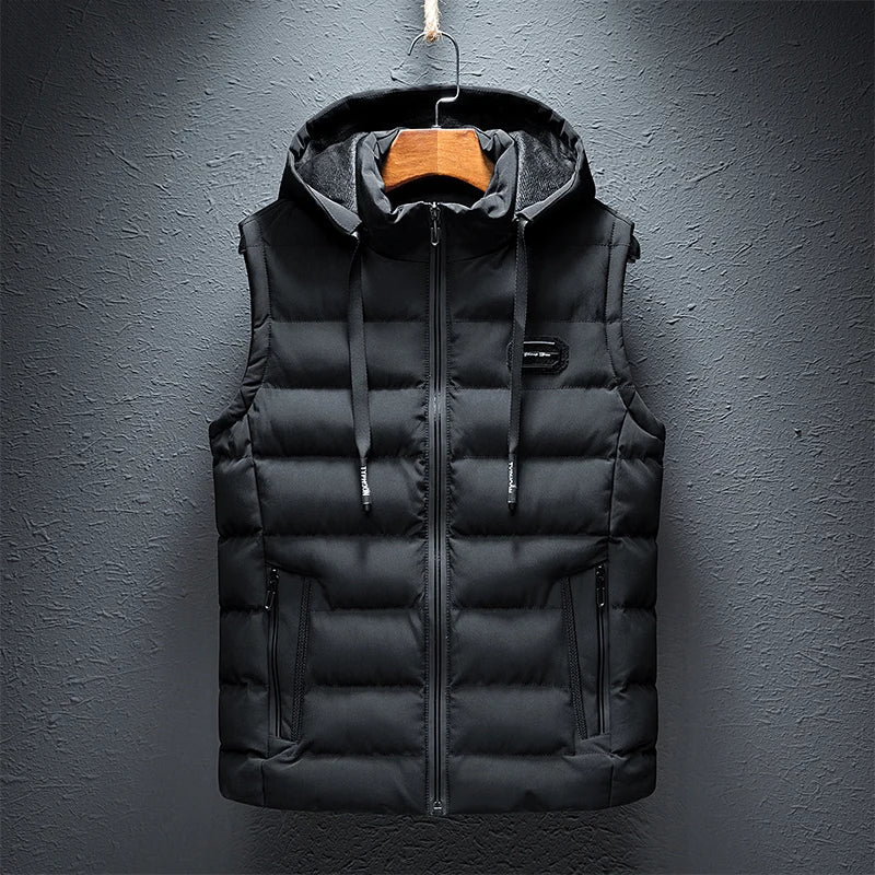 Lucien | Vatteret Bodywarmer Med Hætte Herrer