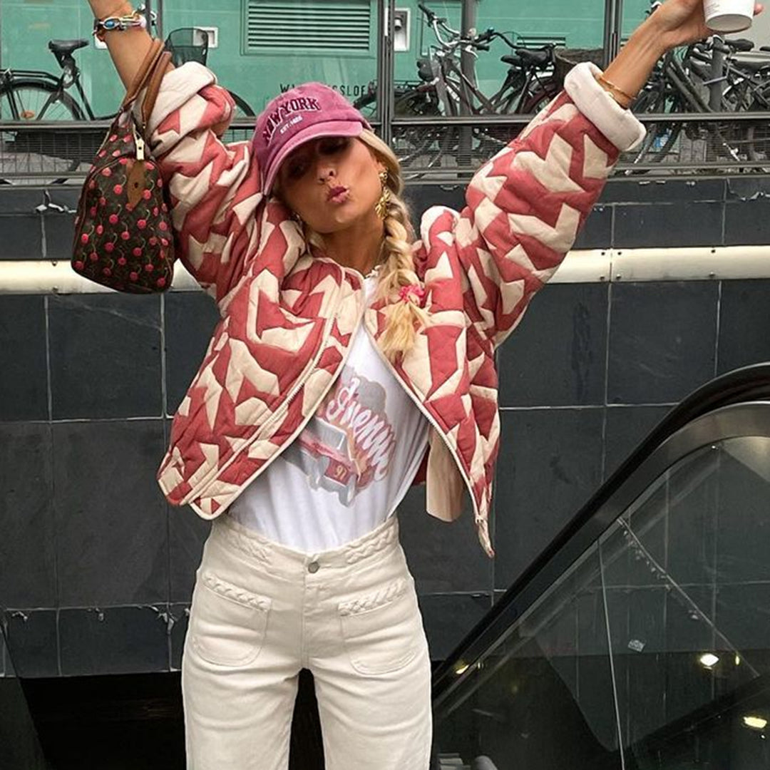 Allegra™ | Oversized Blomsterjakke Damer | Farverig Patchwork Sommerjakke med Boho-Print og Løs Pasform