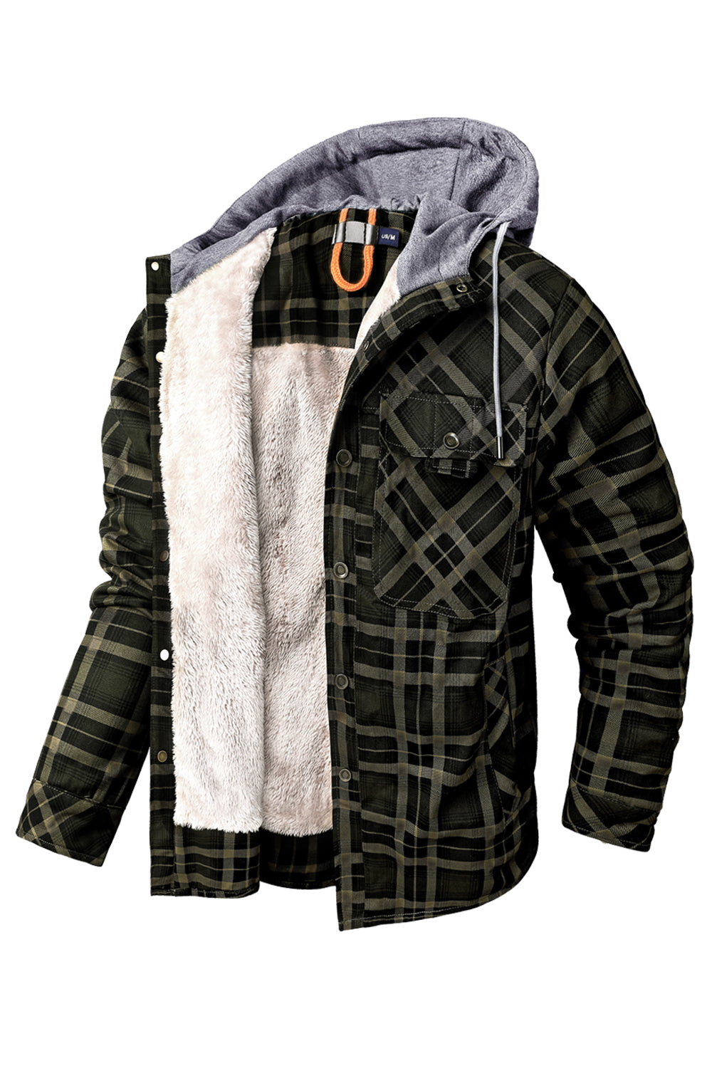 Damiaro™ | Herre Foret Flanneljakke med Hætte | Varm Teddyjakke med Rudemønster og Trykknaplukning