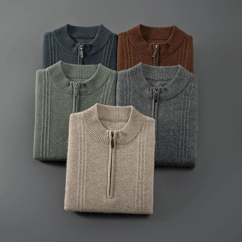 Renzo™ | Herrer Luksuriøs Cashmere Half-Zip Trøje