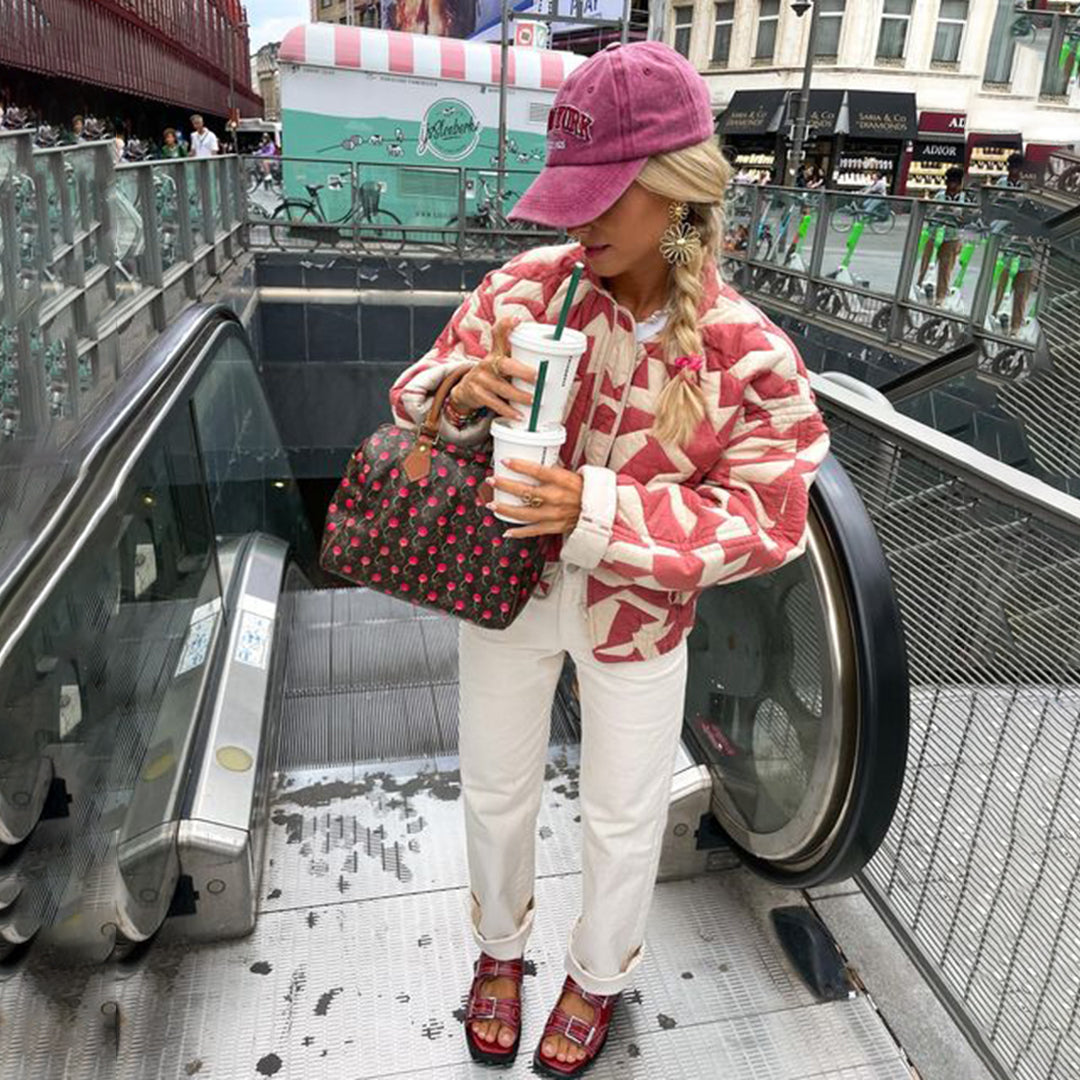 Allegra™ | Oversized Blomsterjakke Damer | Farverig Patchwork Sommerjakke med Boho-Print og Løs Pasform