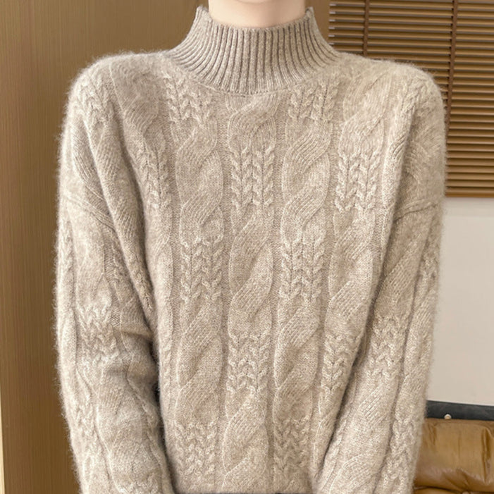 Solène | Fuzzy Cable Knit Rullekravetrøje til Damer