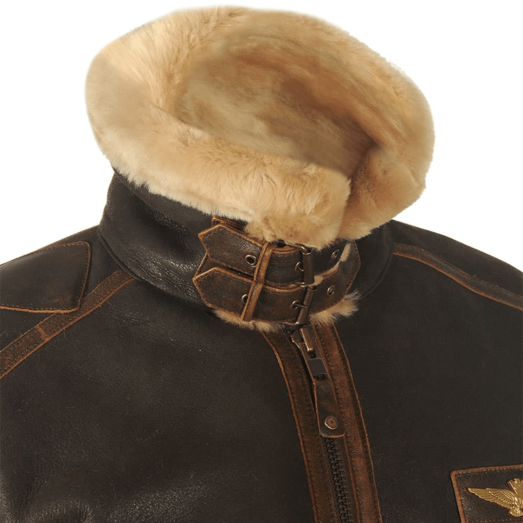 Rheon | Læder Pilotjakke Med Shearling