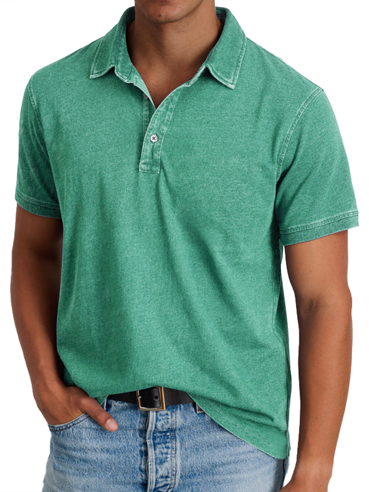 Rocco™ | Herre Bomulds Polo med Korte Ærmer | Komfortabel Vintage Washed Casual Polo til Sommer og Hverdag