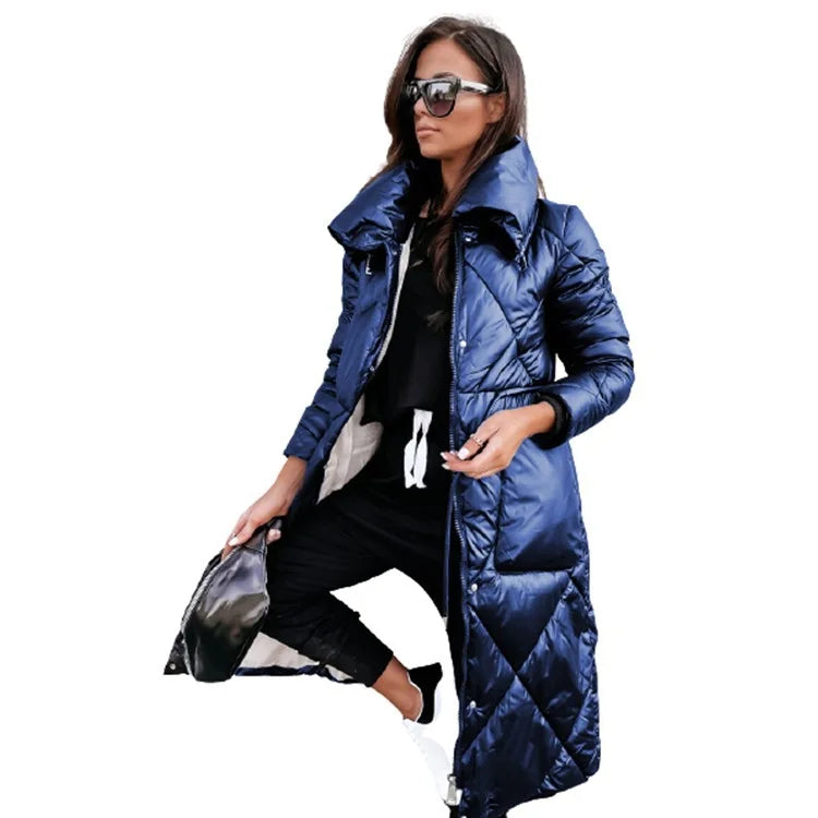 Sylvenne | Lang Metallic Puffer Jakke