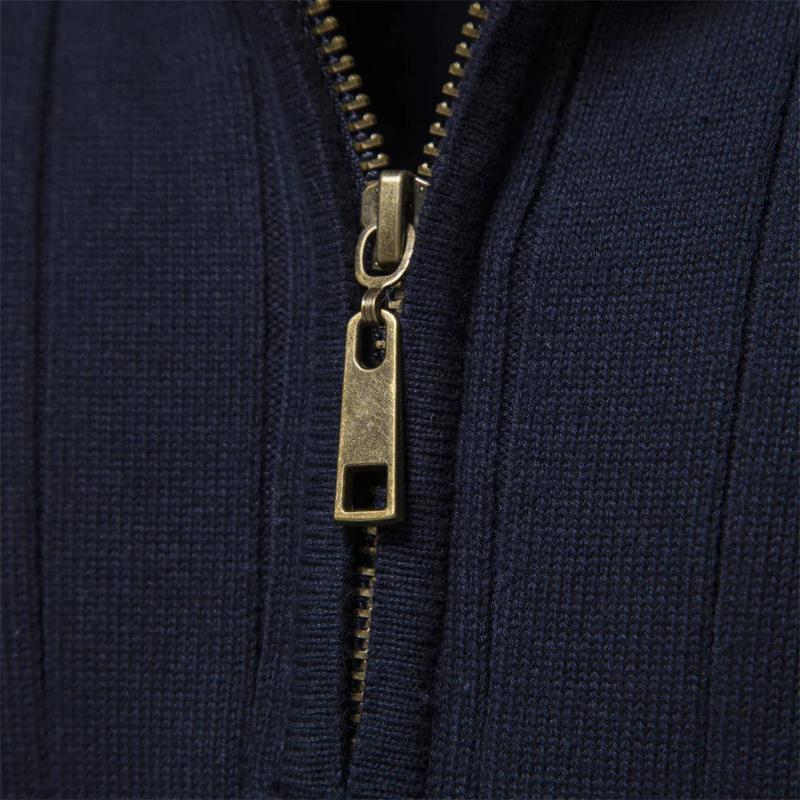 Kasper™ | Herrer Ribstrikket Half-Zip Trøje med Tidløst Design og Blød Struktur
