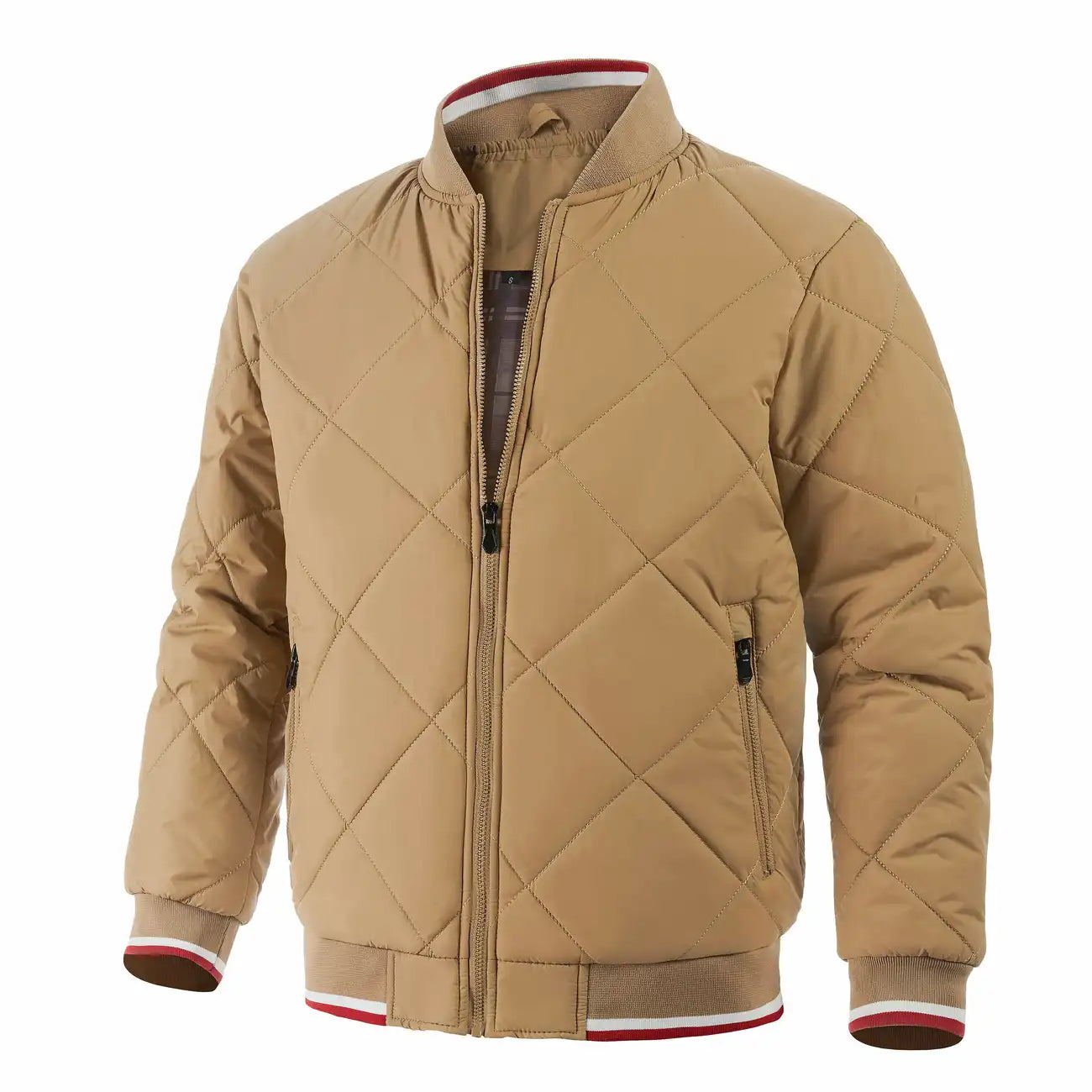 Daniël™ | Herrer Vatteret Bomberjakke Med Diamantquilt Og Ternet For | Let Mellemsæson Jakke Til Efterår Og Vinter