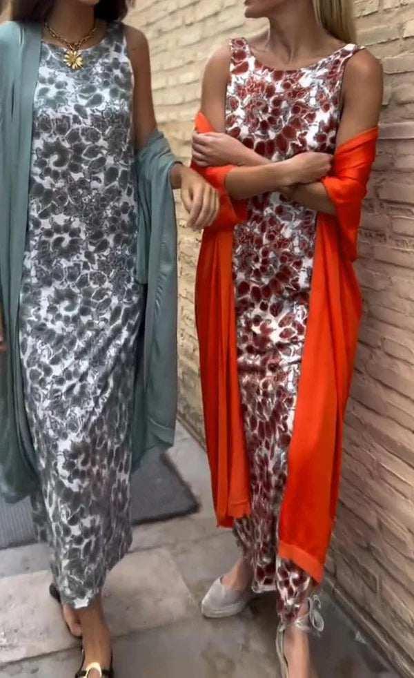 Amara | Kaftan Sæt med Paillet Jumpsuit Dame | Luksuriøs Gala Outfit | Festlig & Elegant | Flatterende til Bryllup & Event