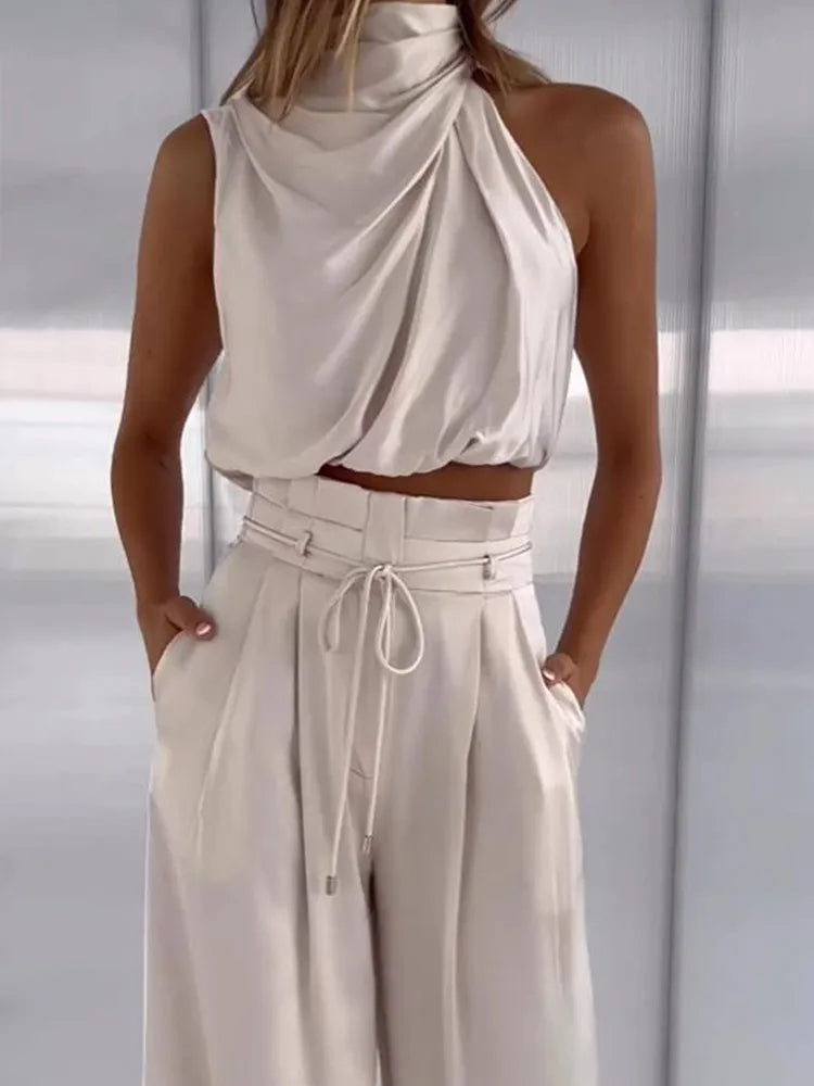 Valencia | Elegant To-Del Halterneck Top & Buksetaske Damer