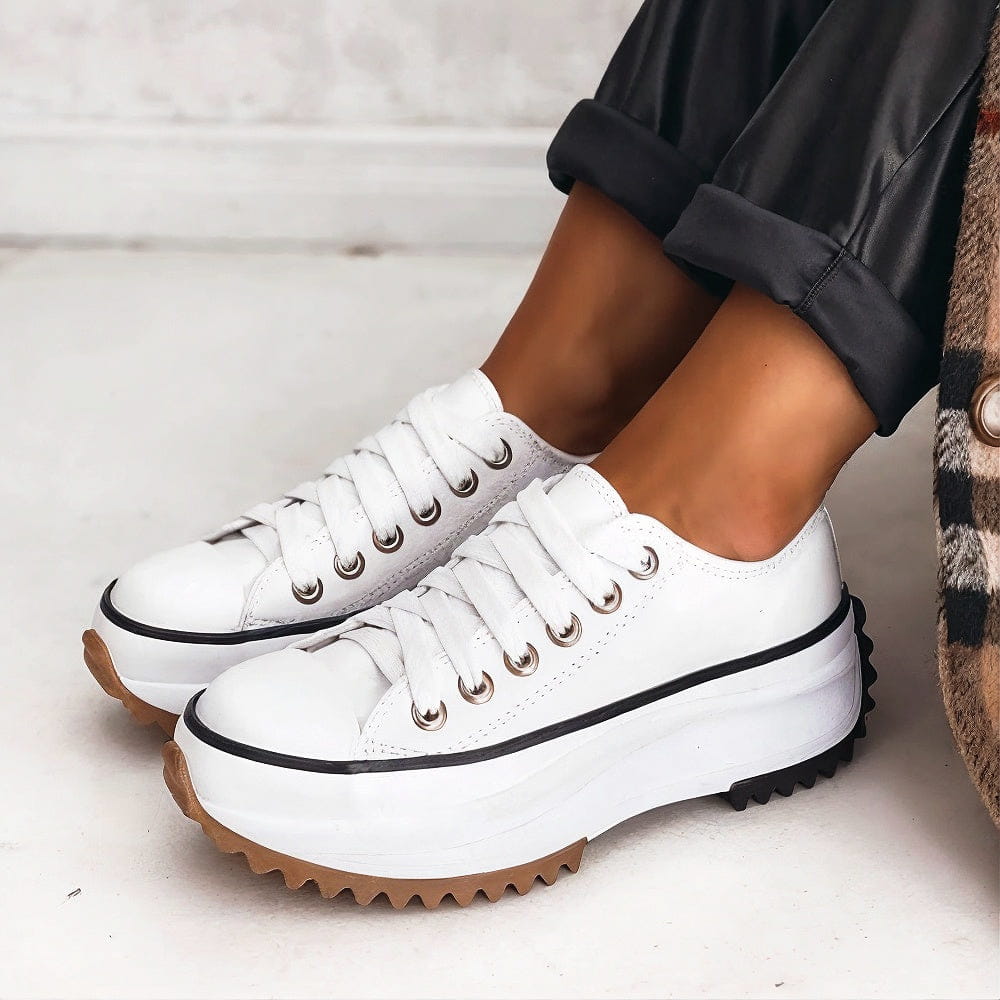 Virella™ | Damer Chunky Sneakers med Tyk Sål | Trendy Streetstyle Sko i Canvas med Stjernedetalje på Hælen
