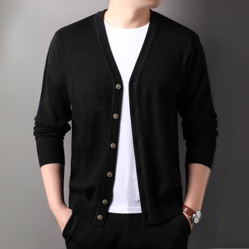 Elliot™ | Herre Finstrikket Cardigan med V-Hals og Knaplukning | Letvægt Striktrøje til Casual og Smart Casual Outfits