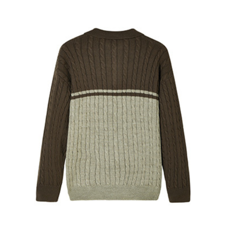 Milo™ | Herre Kabelstrikket Half-Zip Trøje | Varm Polokrave Pullover med Farveblok Design og Lynlås