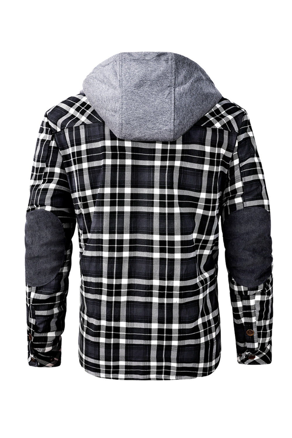 Damiaro™ | Herre Foret Flanneljakke med Hætte | Varm Teddyjakke med Rudemønster og Trykknaplukning