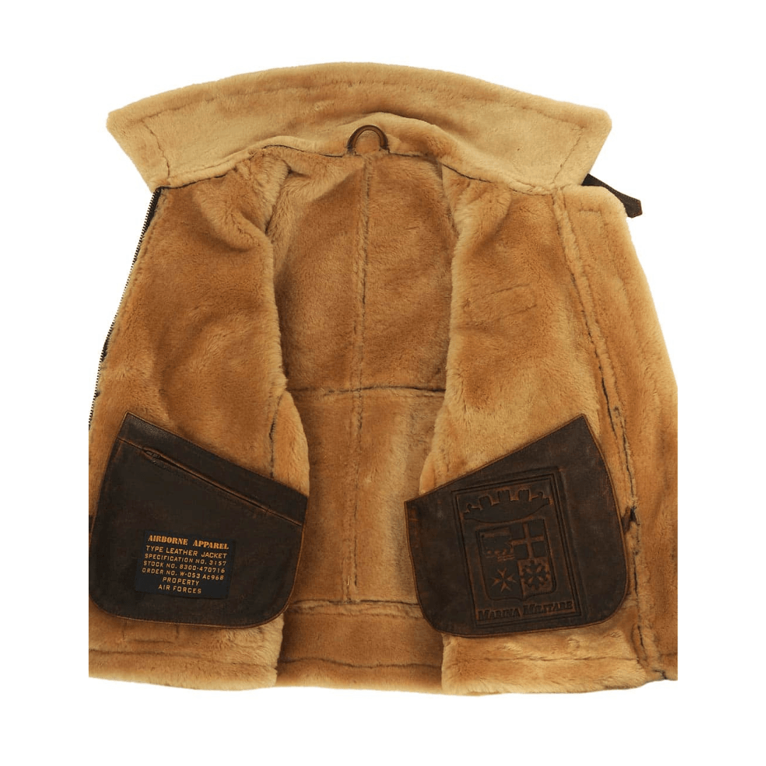 Rheon | Læder Pilotjakke Med Shearling