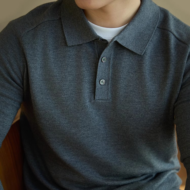 Renato™ | Herre Finstrikket Langærmet Poloshirt med Polokrave | Slim Fit Smart Casual Polo i Neutrale Farver