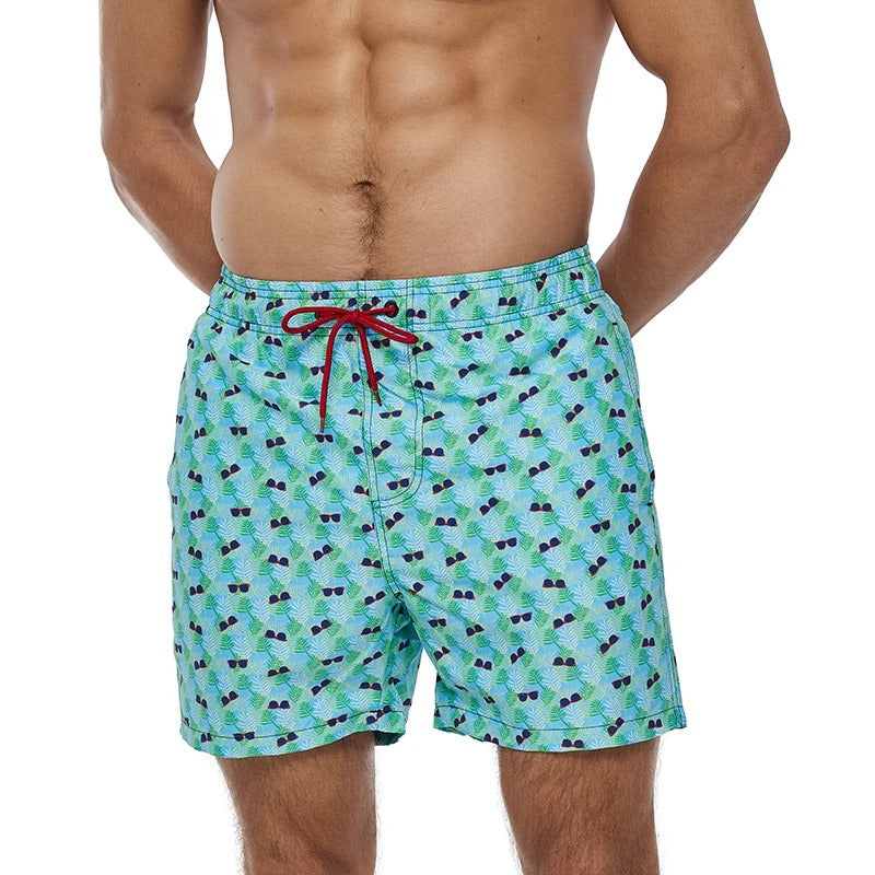 Lazaro™ | Herrer Badebukser med Tropisk Ananasprint | Hurtigttørrende Badeshorts med Snøre og Sidelommer