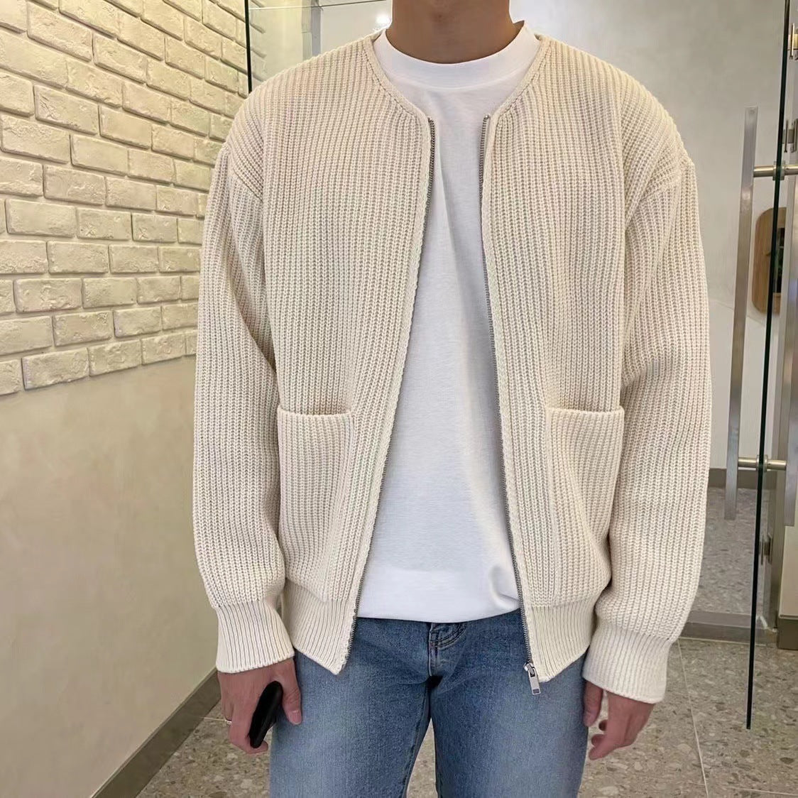 Milan | Strikket Cardigan med Lynlås til Herrer