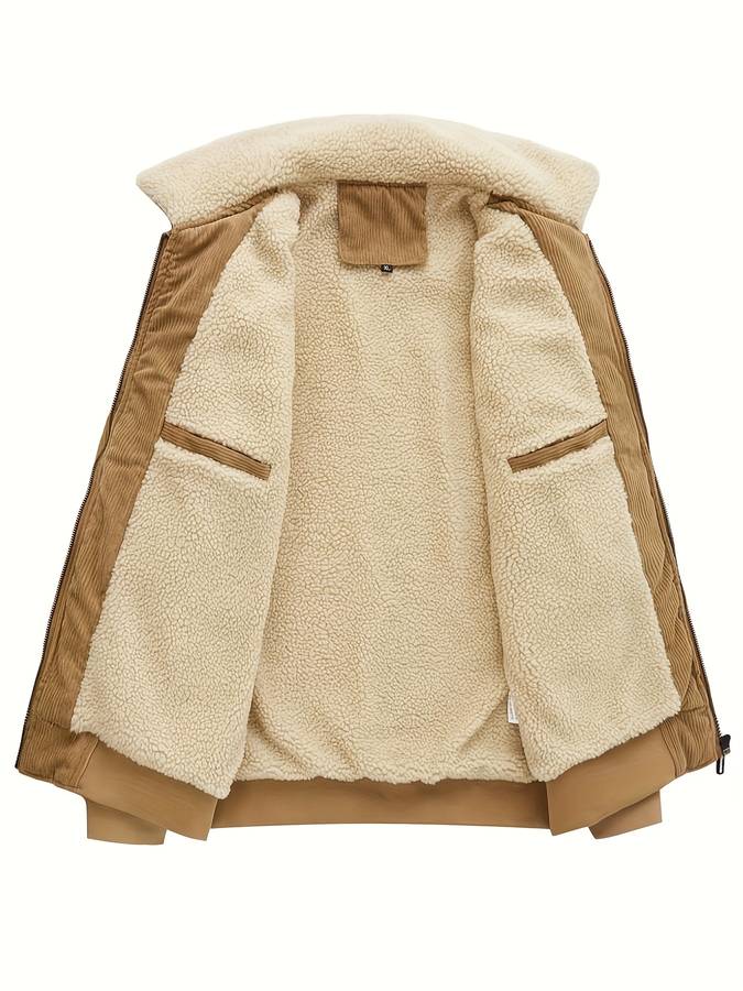 Torron™ | Herrer Jakke I Fløjl Med Teddyfor Og Pelskrave | Varm Vintage Bomberstil