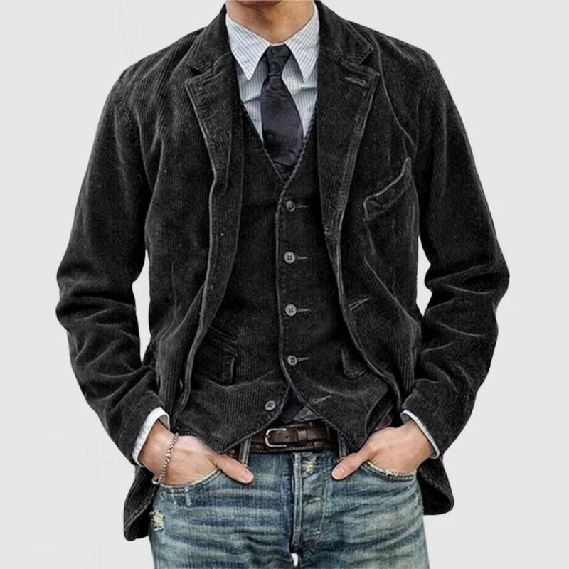 Victor™ | Herrer Vintage Fløjlsblazer med Vest | Klassisk