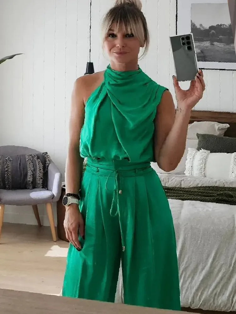 Valencia | Elegant To-Del Halterneck Top & Buksetaske Damer