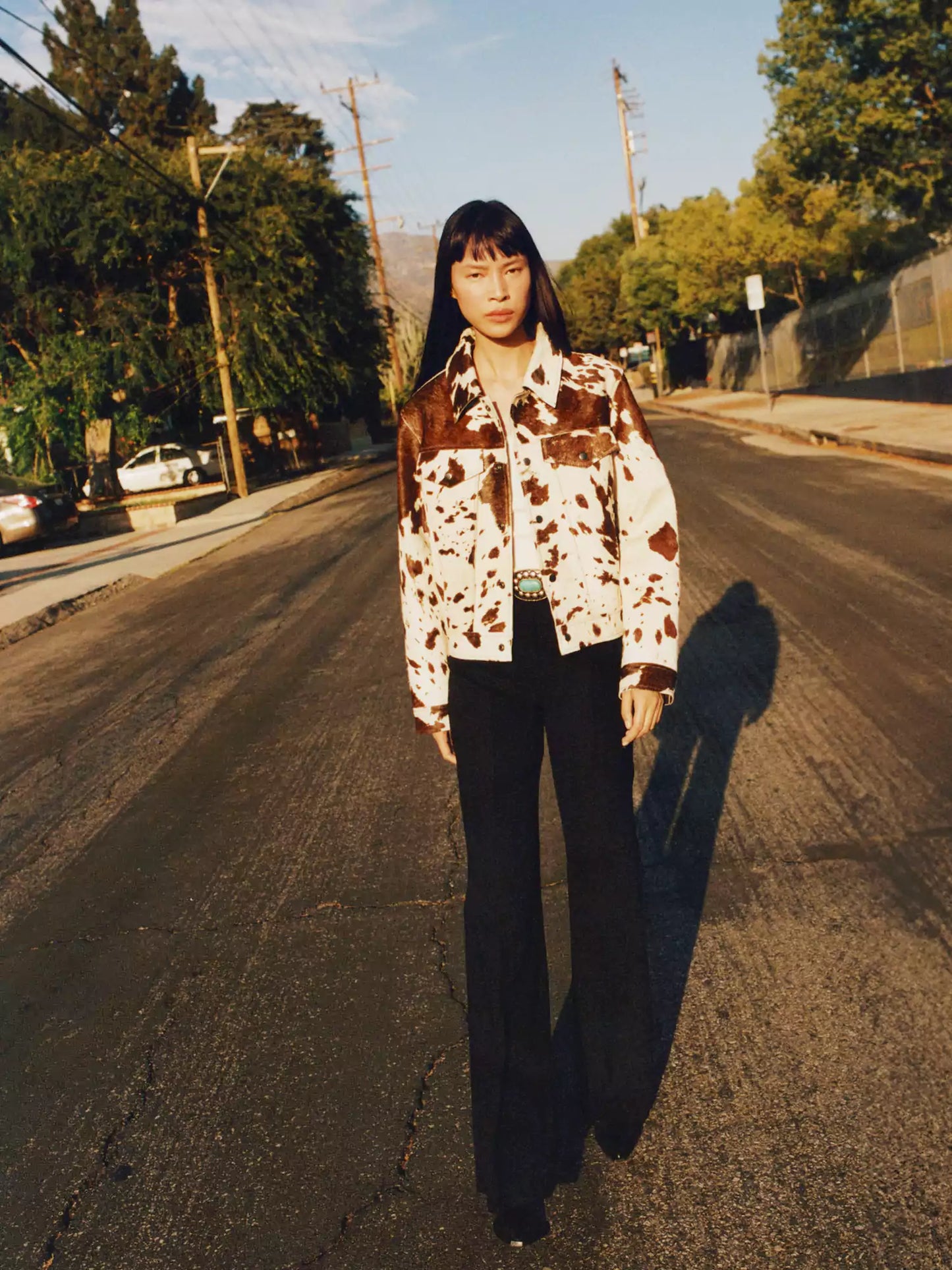 Fiona™ | Luksus Jakke med Koholm-Print | Western-Inspireret Jakke med Realistisk Hårete Tekstur