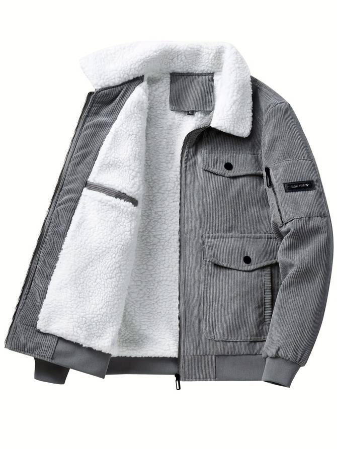 Torron™ | Herrer Jakke I Fløjl Med Teddyfor Og Pelskrave | Varm Vintage Bomberstil