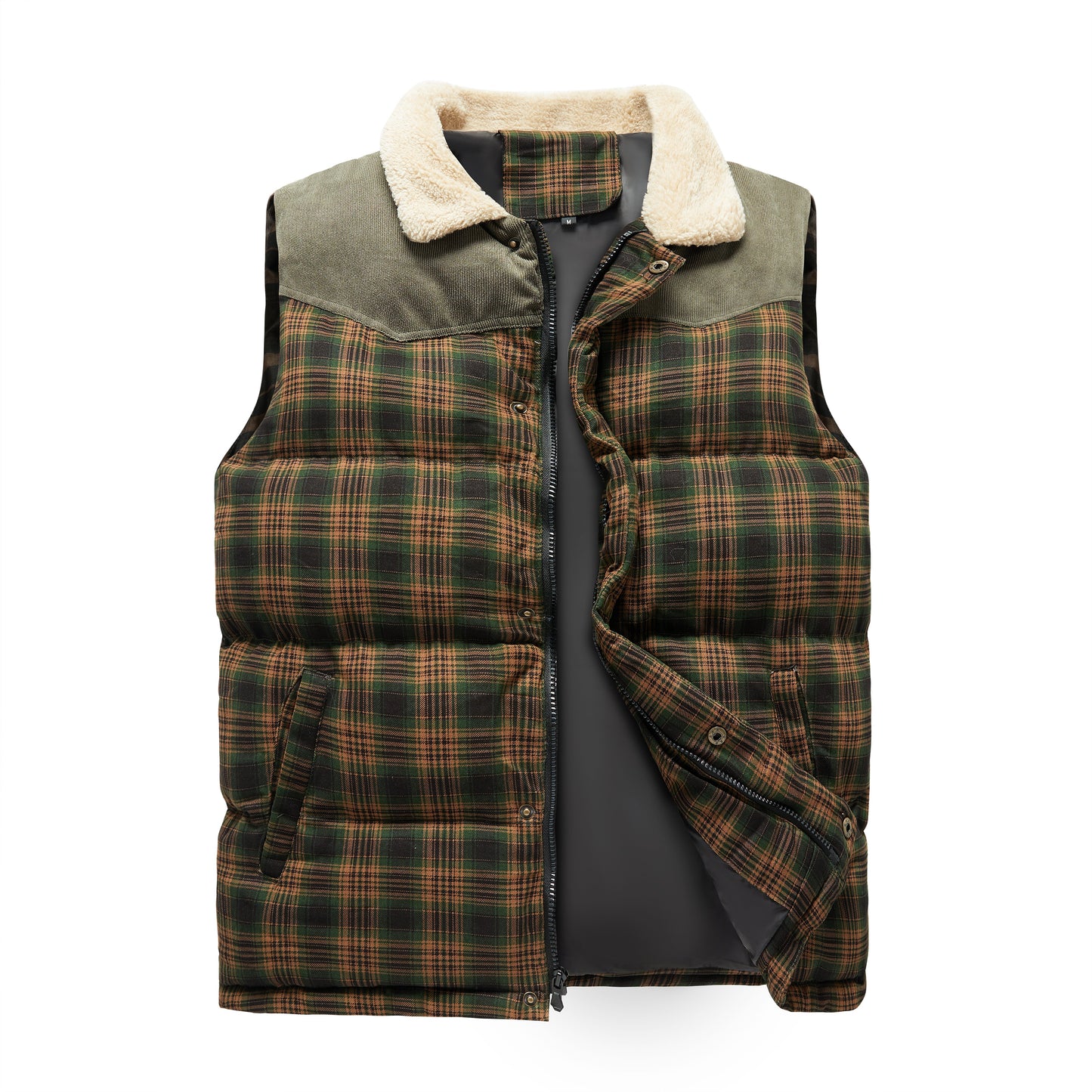 Quentin™ | Herrer Flannel Foret Vest med Ternet Design og Pelsfor