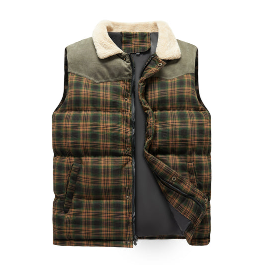 Quentin™ | Herrer Flannel Foret Vest med Ternet Design og Pelsfor