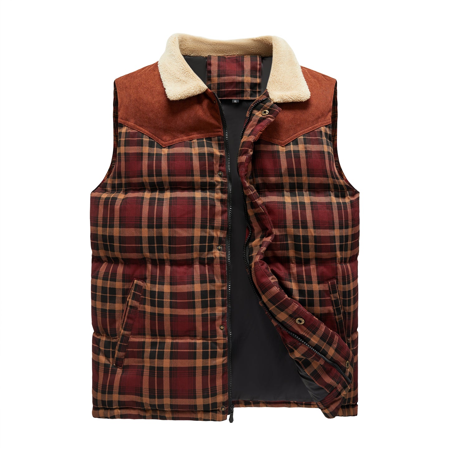 Quentin™ | Herrer Flannel Foret Vest med Ternet Design og Pelsfor