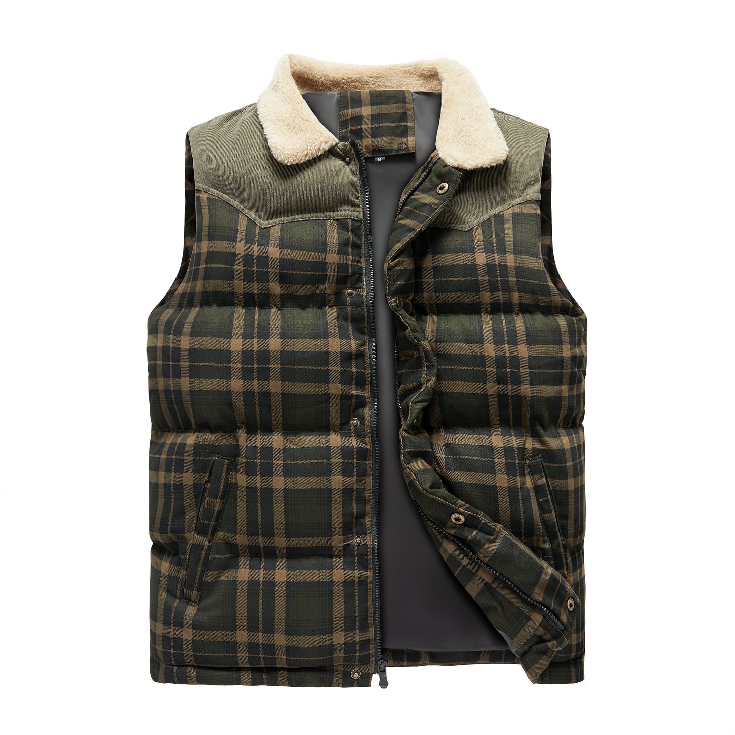 Quentin™ | Herrer Flannel Foret Vest med Ternet Design og Pelsfor