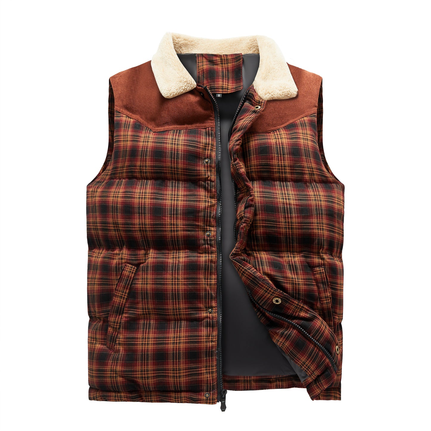 Quentin™ | Herrer Flannel Foret Vest med Ternet Design og Pelsfor