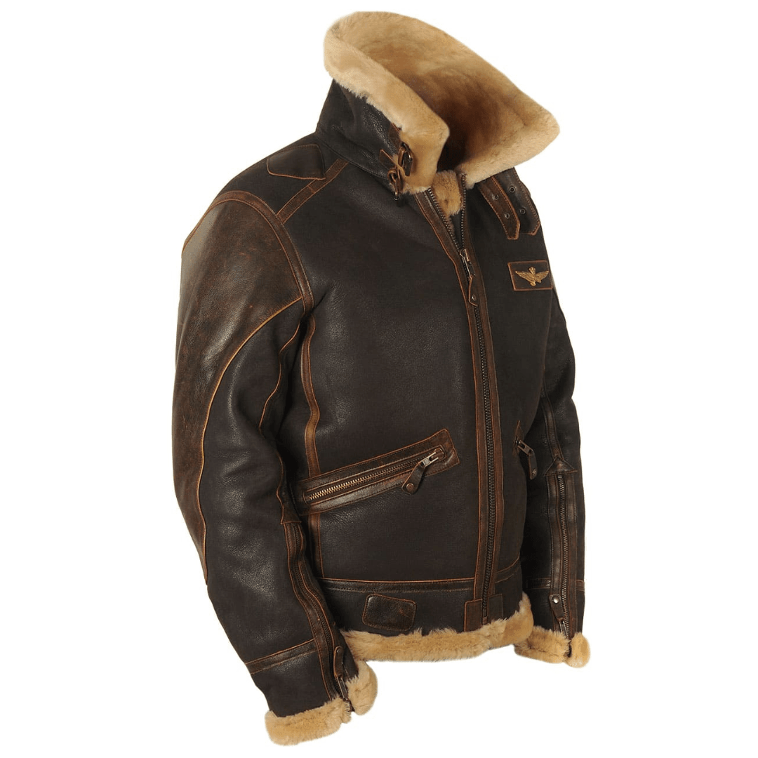 Rheon | Læder Pilotjakke Med Shearling