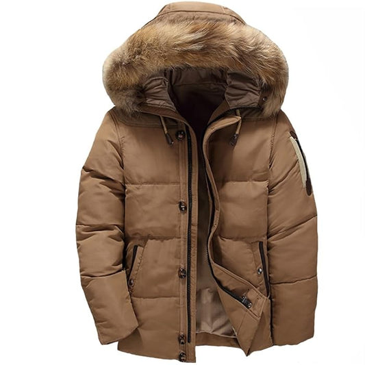 Maxwell™ | Eksklusiv Foret Mænd Vinterjakke med Aftagelig Pelskrave