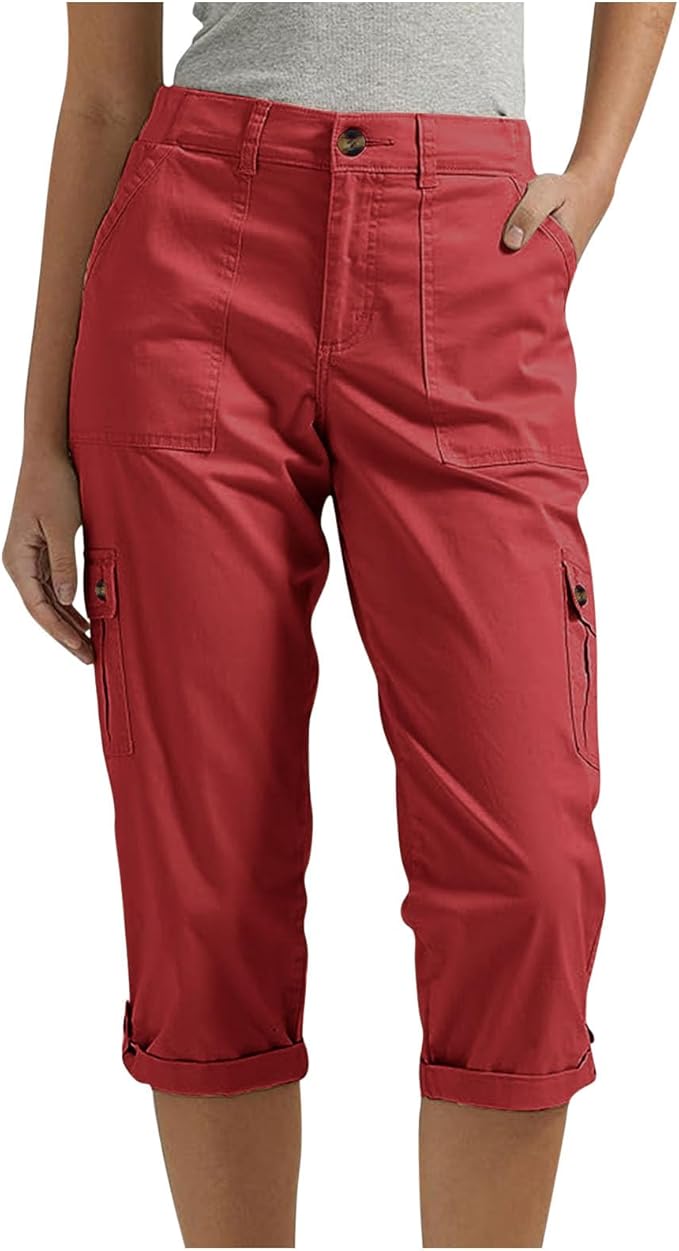 Ravina™ | Dame Capri-bukser med Lommer | Luftige 3/4 Outdoor Sommerbukser i Let Bomuldsblanding