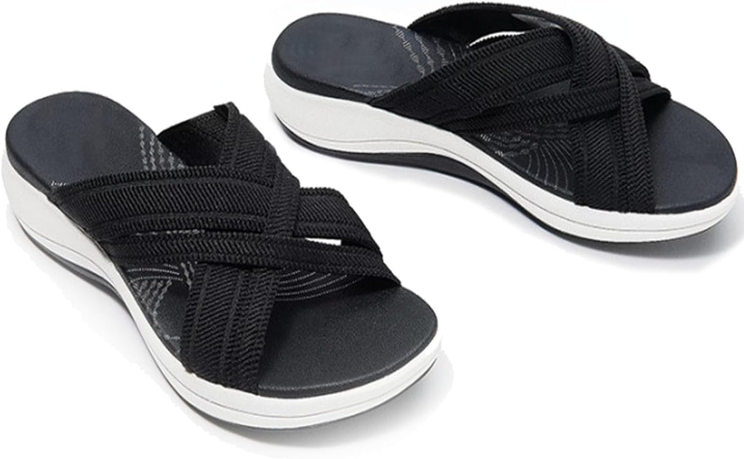 Velveta™ | Damer Komfortable Tøfler med Elastisk Krydsrem | Letvægts Slip-On Sommertøfler med Stødabsorberende Sål