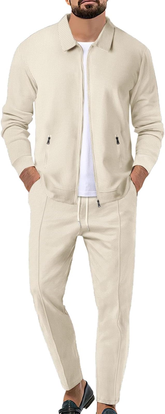 Theo™ | Herre Sommer Sæt i To Dele med Lynlås og Elastiske Bukser | Luksuriøst Smart Casual Co-ord Outfit