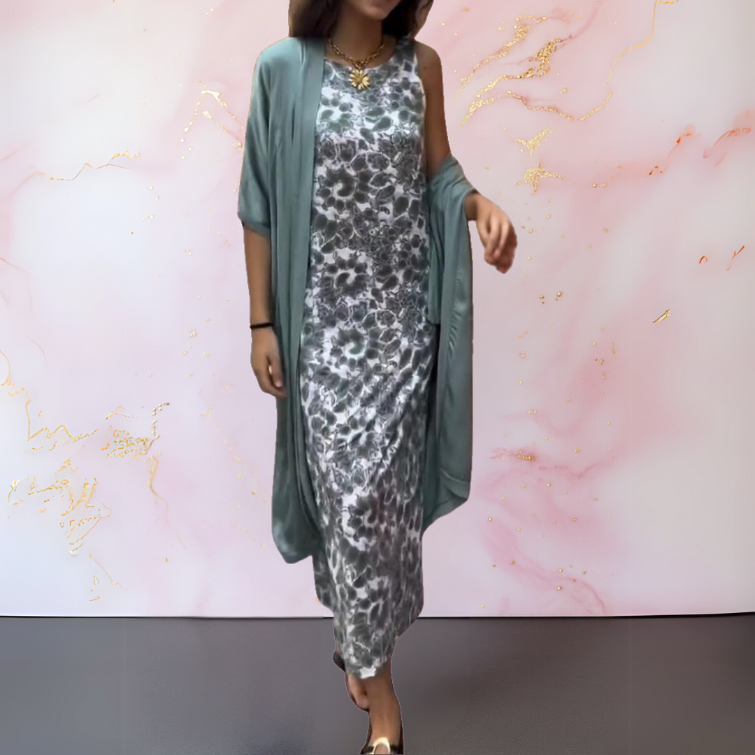 Amara | Kaftan Sæt med Paillet Jumpsuit Dame | Luksuriøs Gala Outfit | Festlig & Elegant | Flatterende til Bryllup & Event