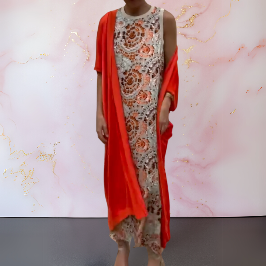 Amara | Kaftan Sæt med Paillet Jumpsuit Dame | Luksuriøs Gala Outfit | Festlig & Elegant | Flatterende til Bryllup & Event