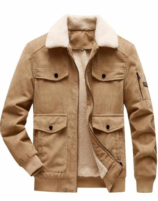 Torron™ | Herrer Jakke I Fløjl Med Teddyfor Og Pelskrave | Varm Vintage Bomberstil