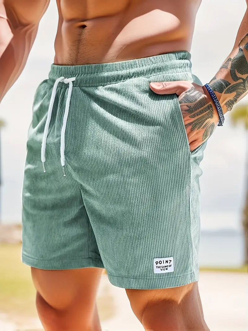 Thiago™ | Herrer Sommer Shorts i Ribbede Stof med Elastisk Talje og Snøre | Komfortable Loungewear Shorts
