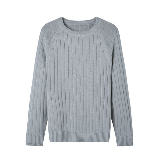 Luca™ | Ribstrikket Trøje med Rund Hals | Komfortabel Mellemvægts Pullover i Neutrale Farver