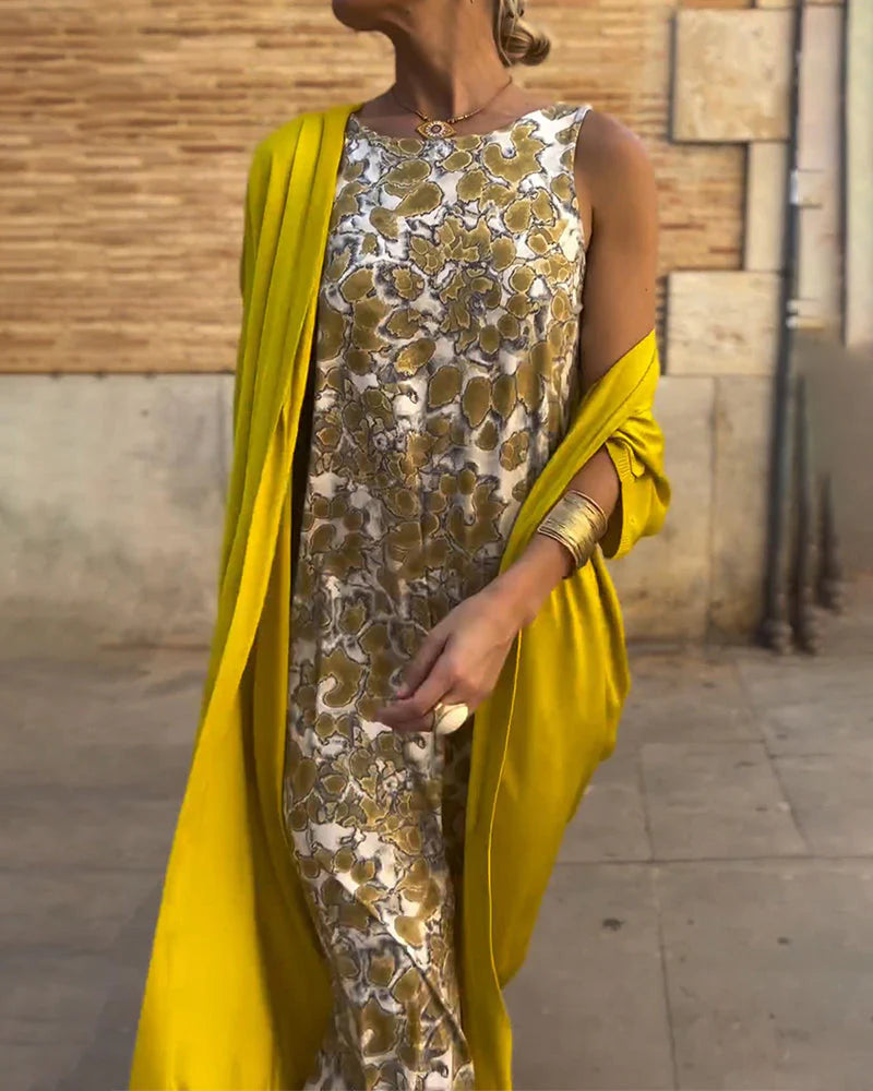 Amara | Kaftan Sæt med Paillet Jumpsuit Dame | Luksuriøs Gala Outfit | Festlig & Elegant | Flatterende til Bryllup & Event
