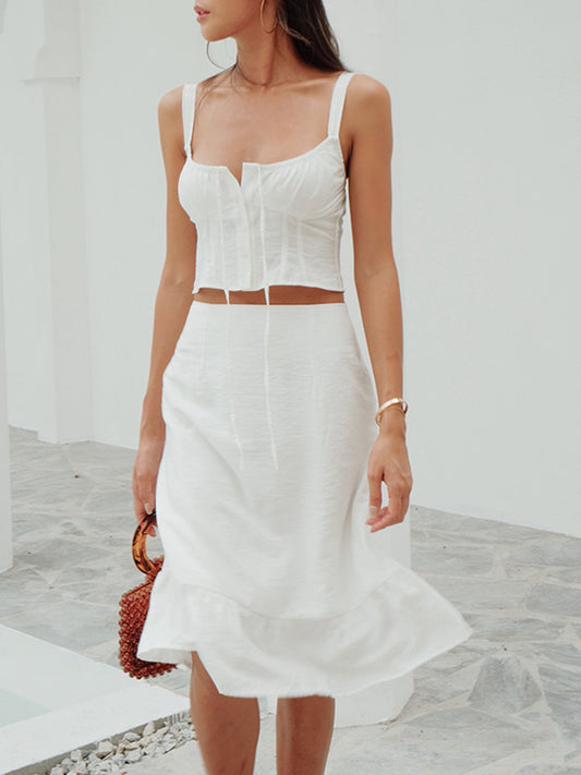 Mina™ | Damer Sommer Co-ord Sæt | Romantiske Blonde Detaljer & Let Pasform