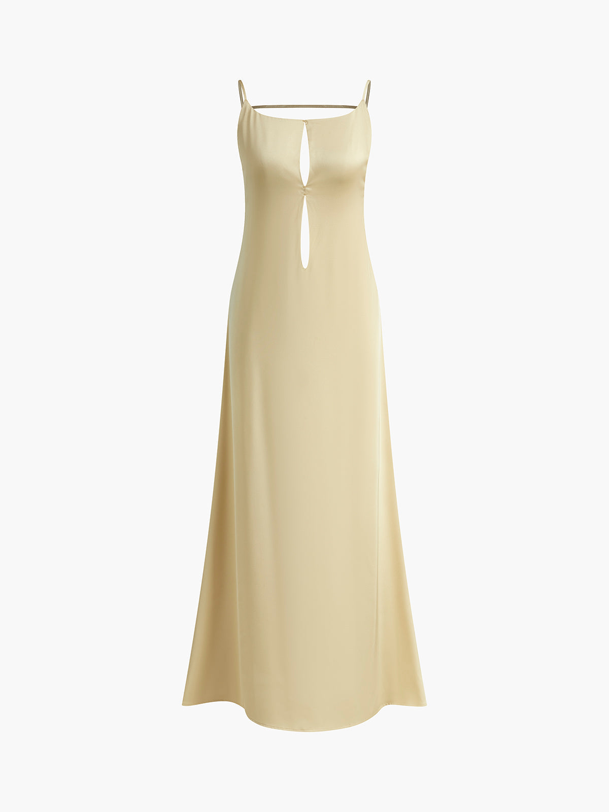 Roos™ | Damer Satinkjole i Maxi-længde | Elegant Åben Ryg & Luksuriøs Glans