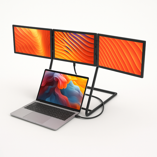 TriScreen Pro™ | Triple Skærmudvidelse til Bærbar | Innovativ Triple Screen Setup til Multitasking og Hjemmearbejde
