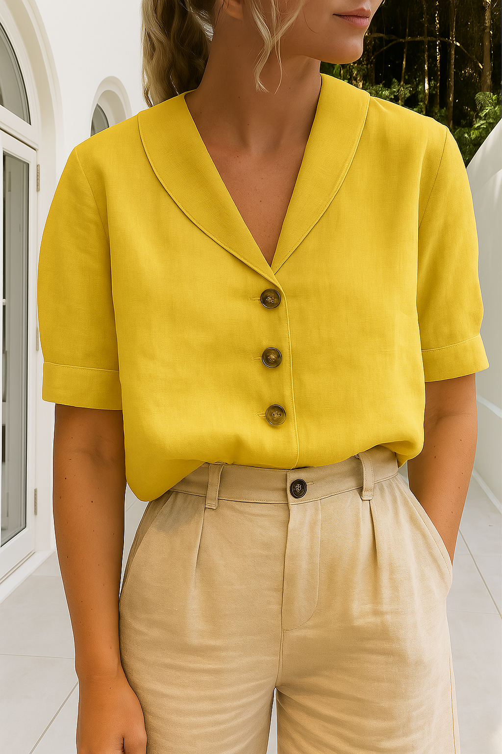 Mireille | V-Hals Sommerbluse Damer